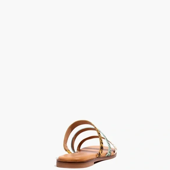 Madewell The Ilana Slide Sandal in Calf Hair size 6 seaside blue Wash leather​​ - Picture 3 of 11